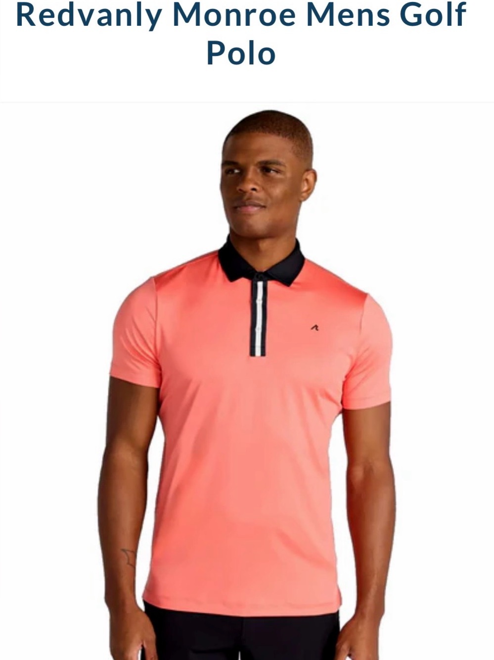 Redvanly Monroe Men's Golf Polo - Coral with Black Collar